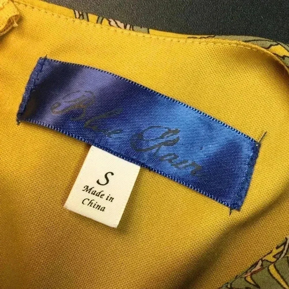 Blue Rain Womens Mustard Yellow Floral Leaf Print Ruffled Romper Dress Small - Picture 8 of 11